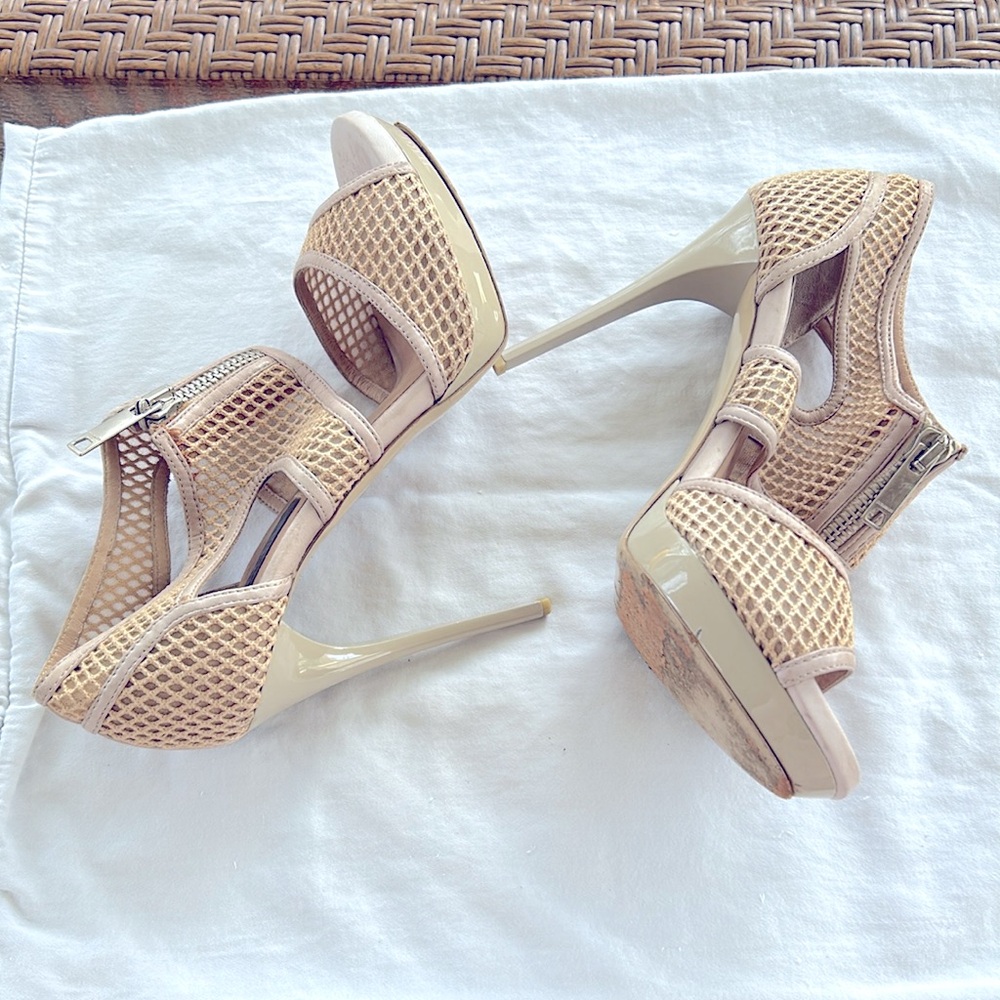 Burberry Neutral Tone Mesh Stiletto Platform Sandal EU40 - Picture 6 of 12